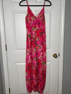 Van Winkle & Co Floral V-Neck Maxi Chemise Slip Cottagecore Dress Size M